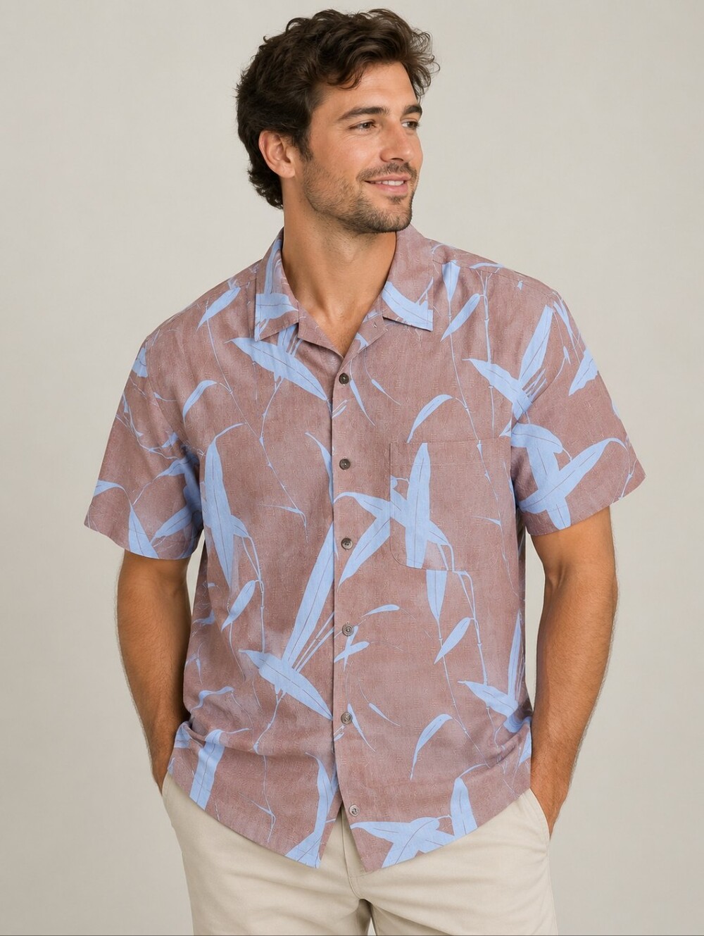 Vintage Silk Men L Casual Button Down Shirt
